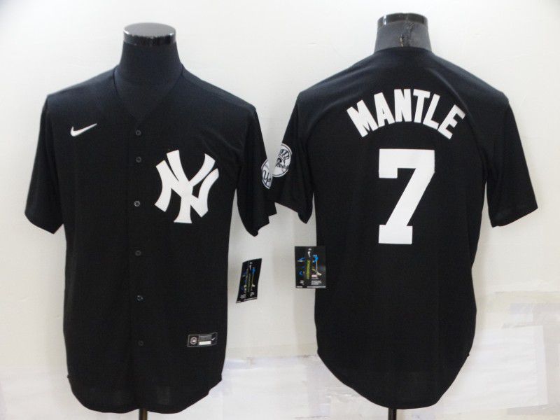 Men New York Yankees 7 Mantle Black Throwback 2022 MLB Jerseys